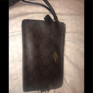 Coach wristlet double zip